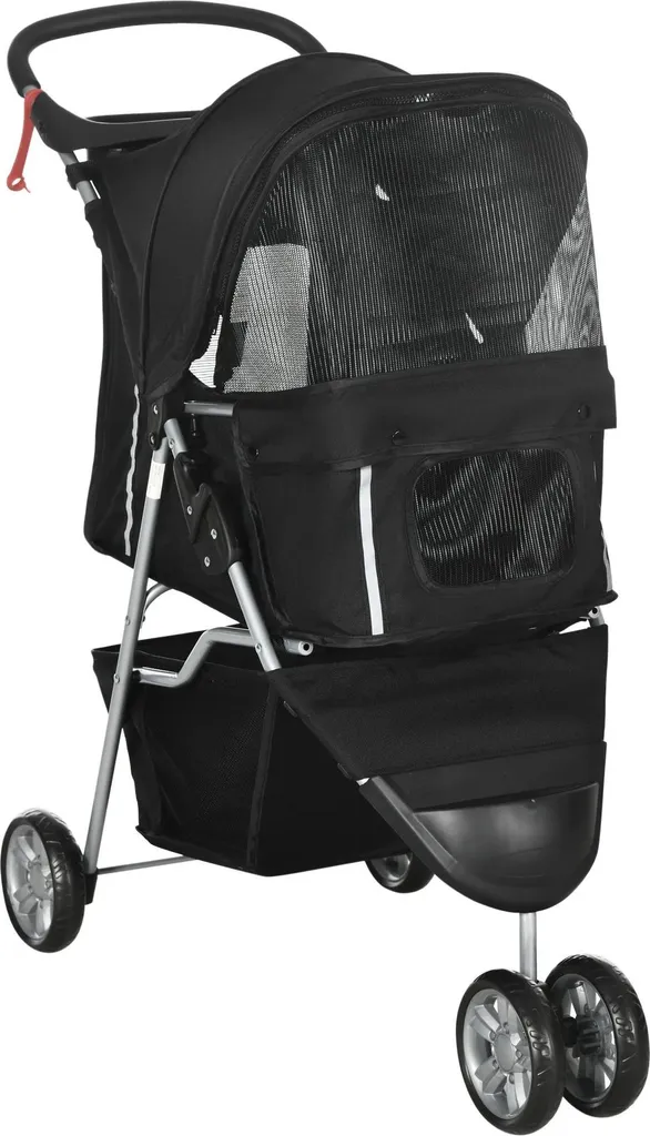 Poussette chien pliable 75x45x97 cm : transportez votre animal sans effort