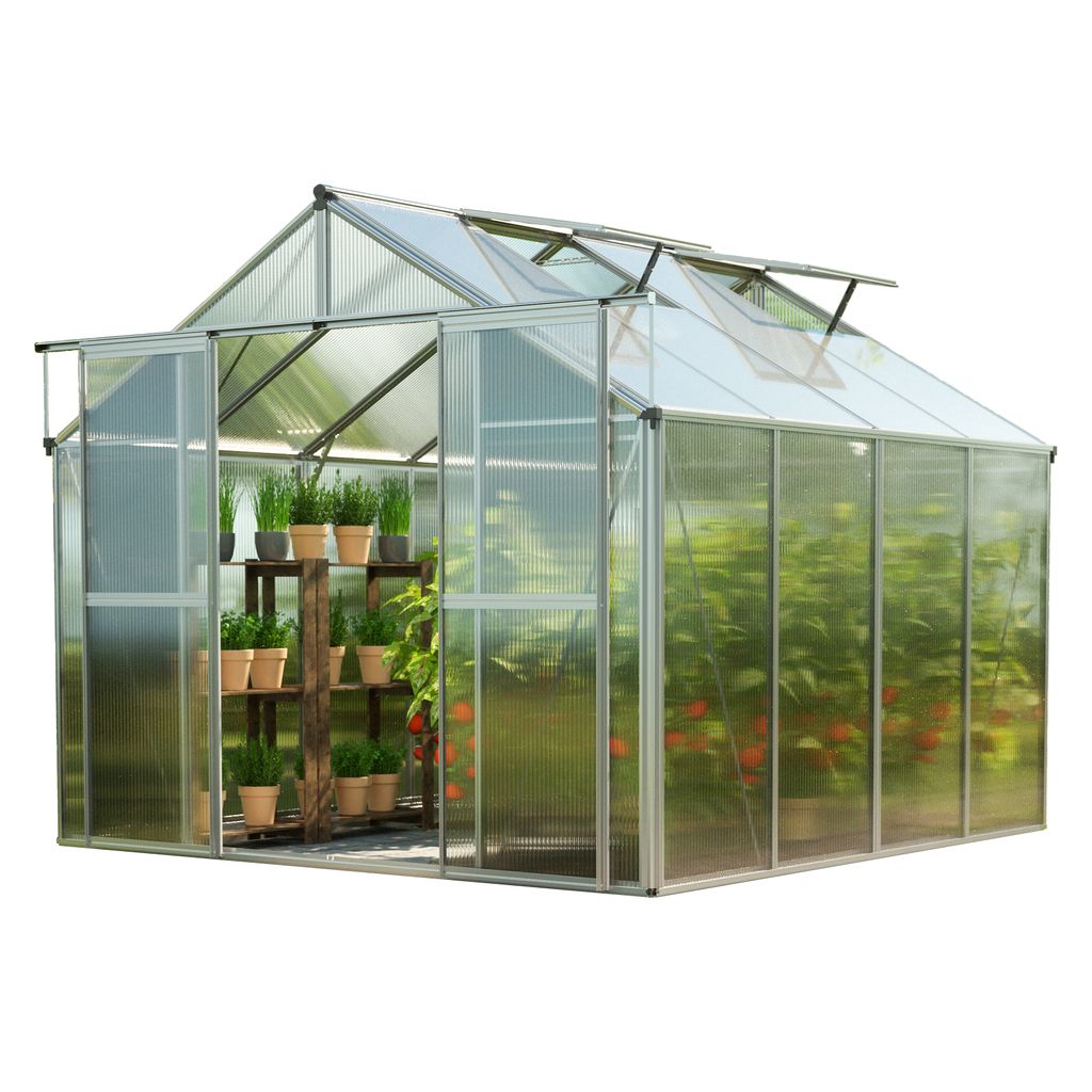 GFP Gewächshaus Topas 4 aus Alu 225x259 cm ca. 6 mm Doppelstegplatten formstabil & witterungsbeständig