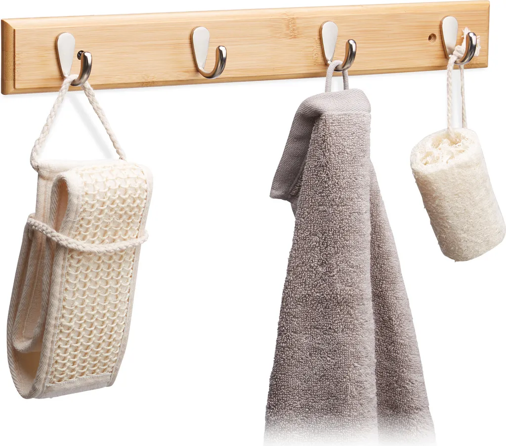 Appendiabiti da Porta Relaxdays - Set 2 Pezzi con 4 Ganci Robusti