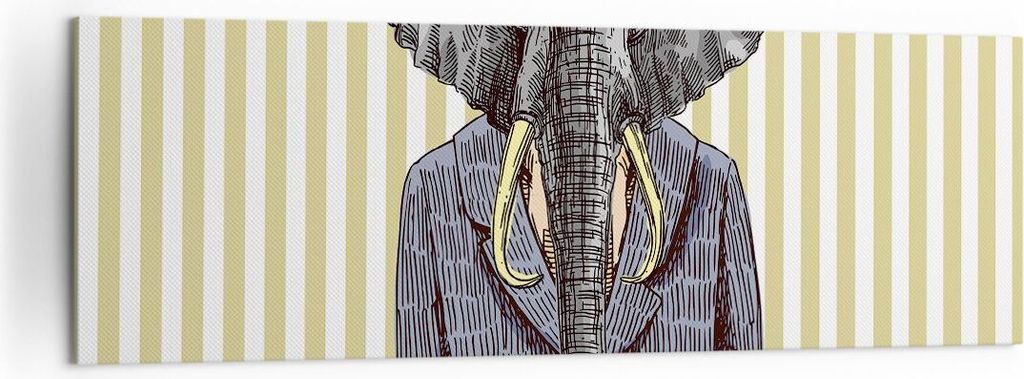 Bild auf Leinwand - Leinwandbild - Elefant Anzug Abstraktion Abbildung - 160x50cm - Wand Bild - Wanddeko - Leinwanddruck - Bilder - Kunstdruck - Le...