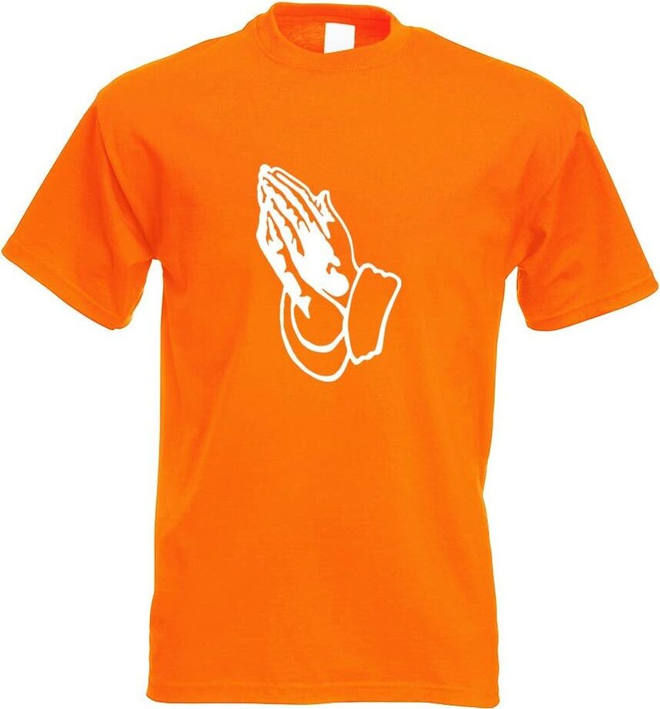 Kiwistar - T-Shirt - orange - Betende Hände Prayer Motiv Bedruckt Funshirt Design Print - mit Motiv Bedruckt - Funshirt Design - Sport - Freizeit ...