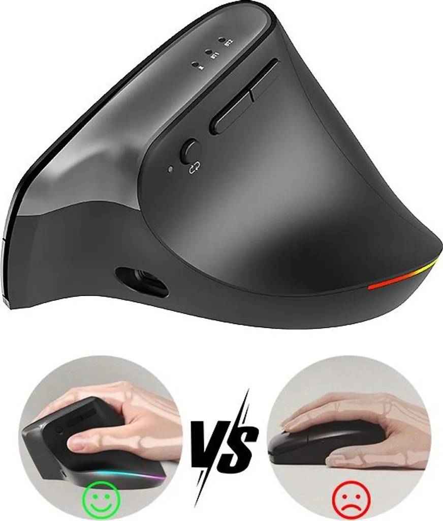 Souris Verticale Rechargeable RGB 3 Modes Bluetooth pour Bureau et Maison - 4