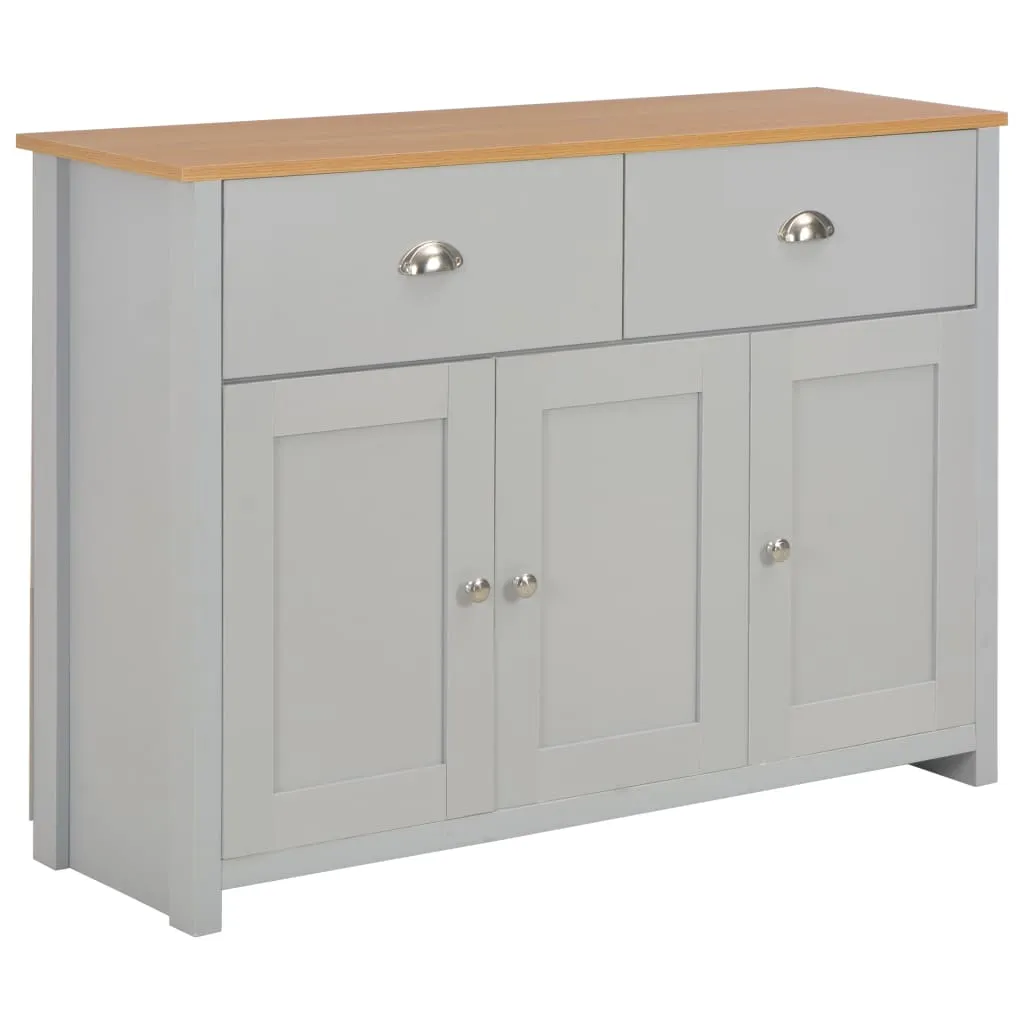 Buffet de Salon Gris 112 cm Idéal pour Ranger la Vaisselle et Linge