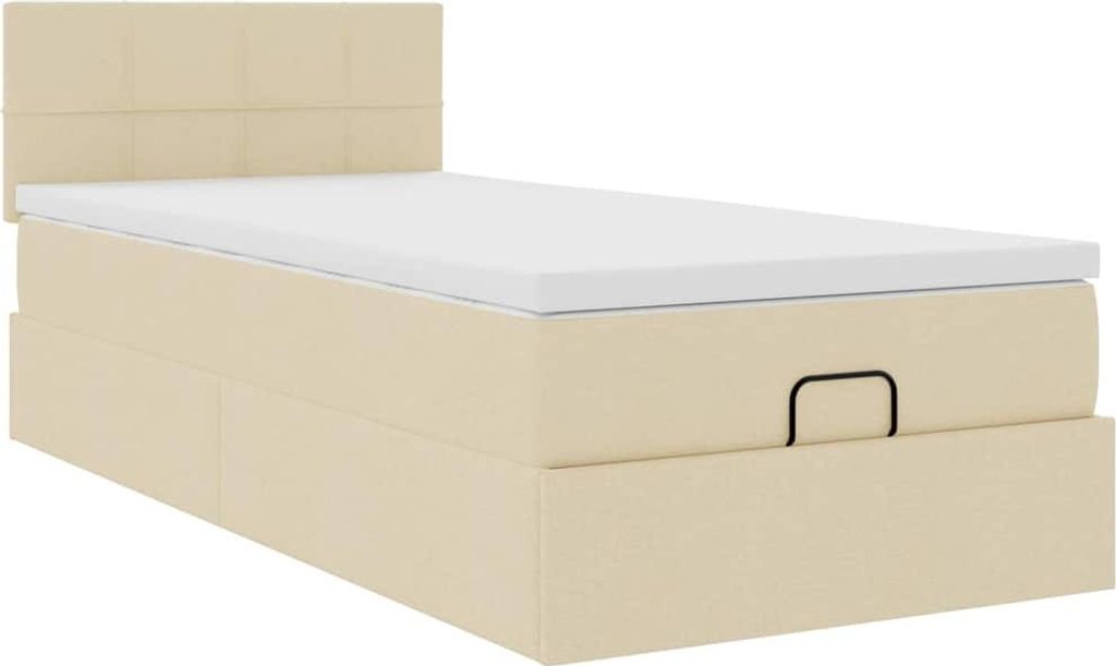 Ottoman-Bett mit Matratze Creme 80x200 cm Stoff
