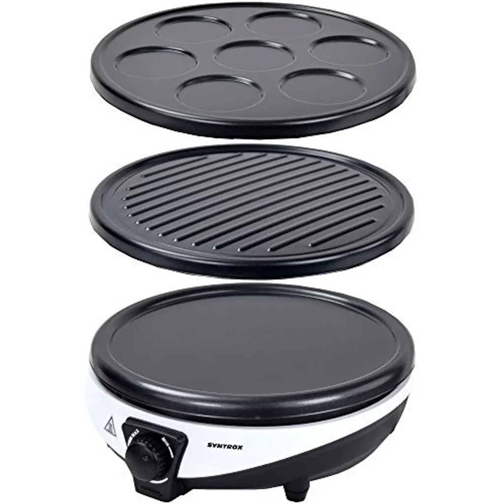 Machine à Crêpes 3 en 1 avec Plaque Antiadhésive et Grill Polyvalent