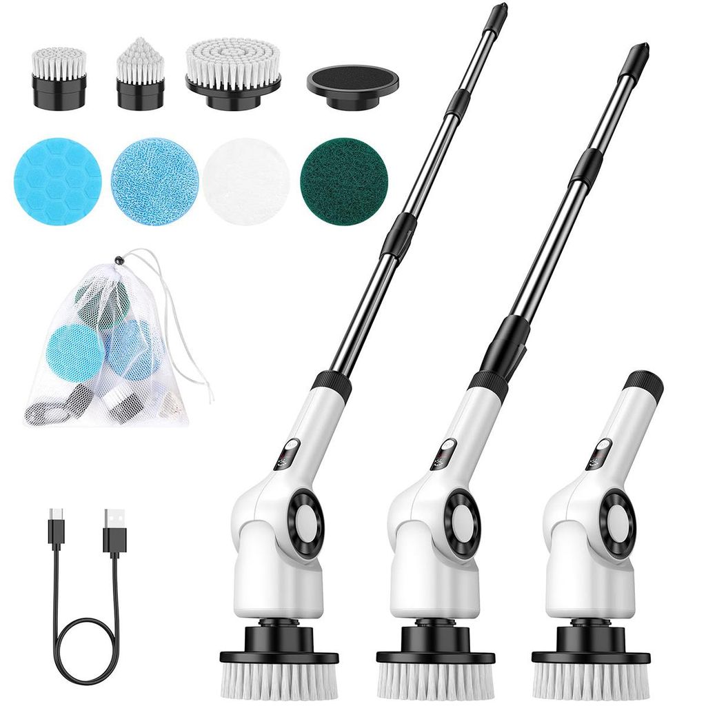 Elektrische Reinigungsbürste Haushalt,Electric Cleaning Brush mit 7 Bohrbürstenköpfen, 3 Geschwindigkeiten und LED Anzeige für Bad/Küche/Auto/...