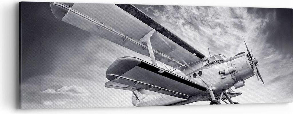Bild auf Leinwand - Leinwandbild - Einteilig - Flugzeug An-2 Schwarzweiß - 90x30cm - Wand Bild - Wanddeko - Wandbilder - Leinwanddruck - Bilder - ...