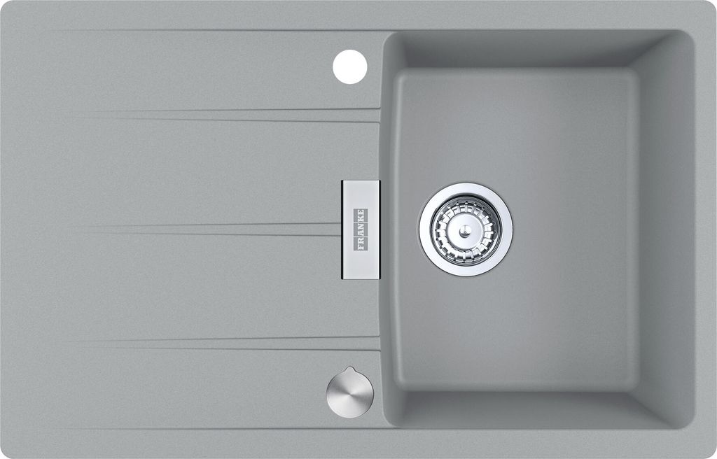 FRANKE Spüle CENTRO CNG 611-78 in STEINGRAU mit Excenterbedienung Drehknopf Edelstahl / Ausschnittmaß 760 x 480 mm R15 / Granitspüle