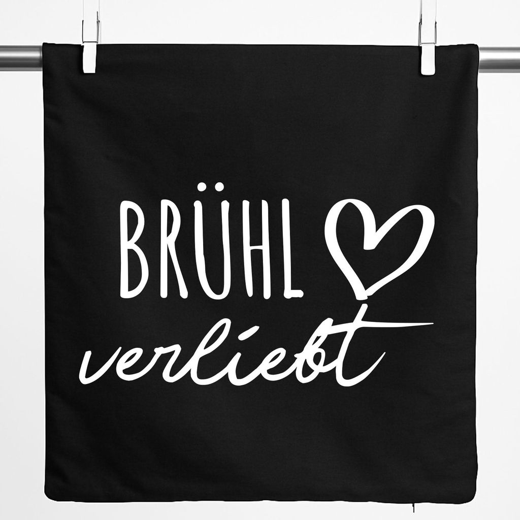 Huuraa Kissenbezug Brühl verliebt 40x40cm Black Baumwolle Dekokissenbezug Geschenkidee