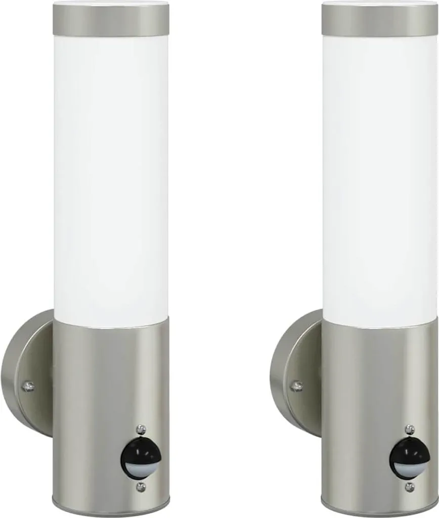vidaXL Lampada da parete per esterni 2 pezzi argento 12 x 8,5 x 29 cm