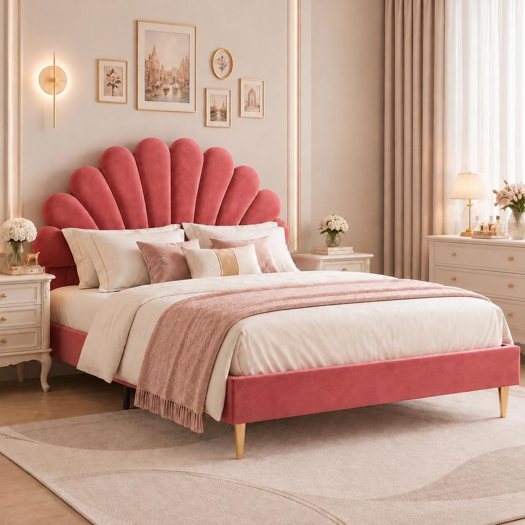 INONEFT, cama tapizada de matrimonio, 140x200 cm, cama Imagen del producto 