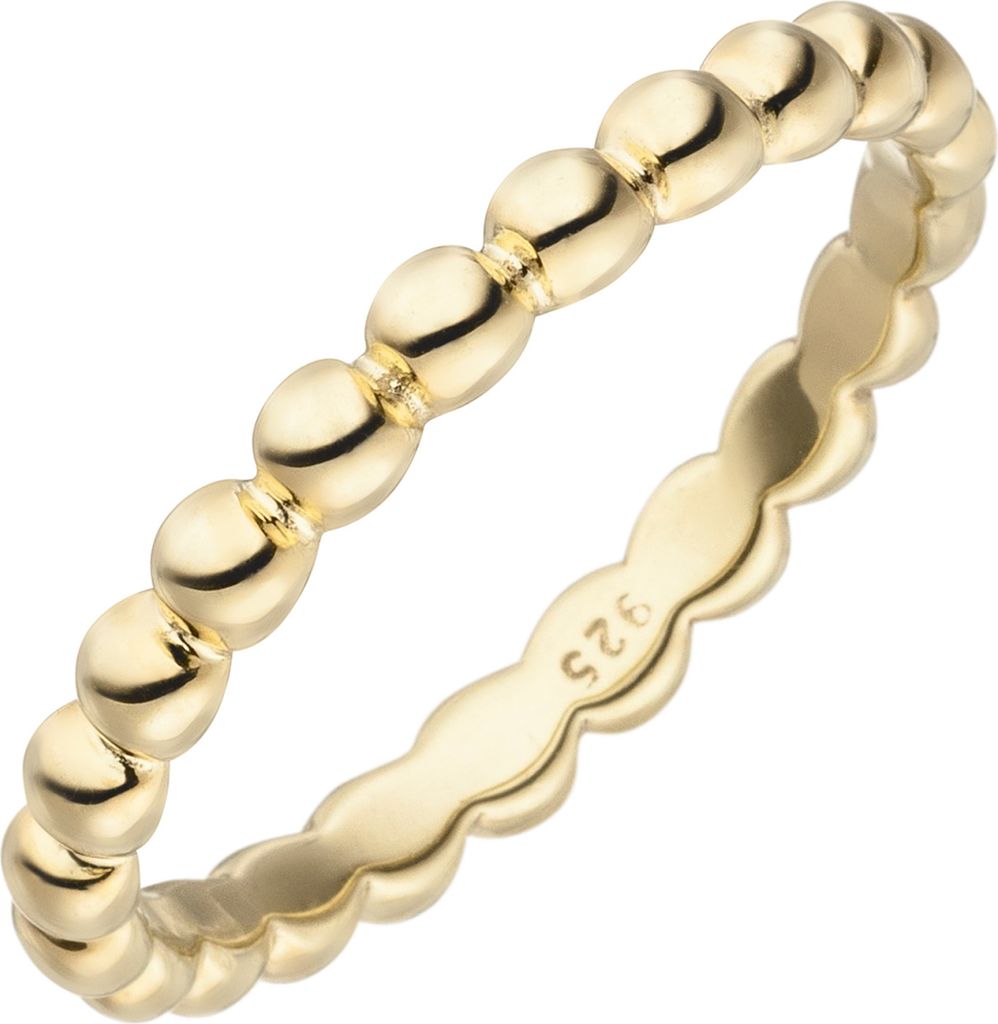 Gr. 50 Damen Ring Kugel 925 Sterling Silber gold vergoldet Kugelring