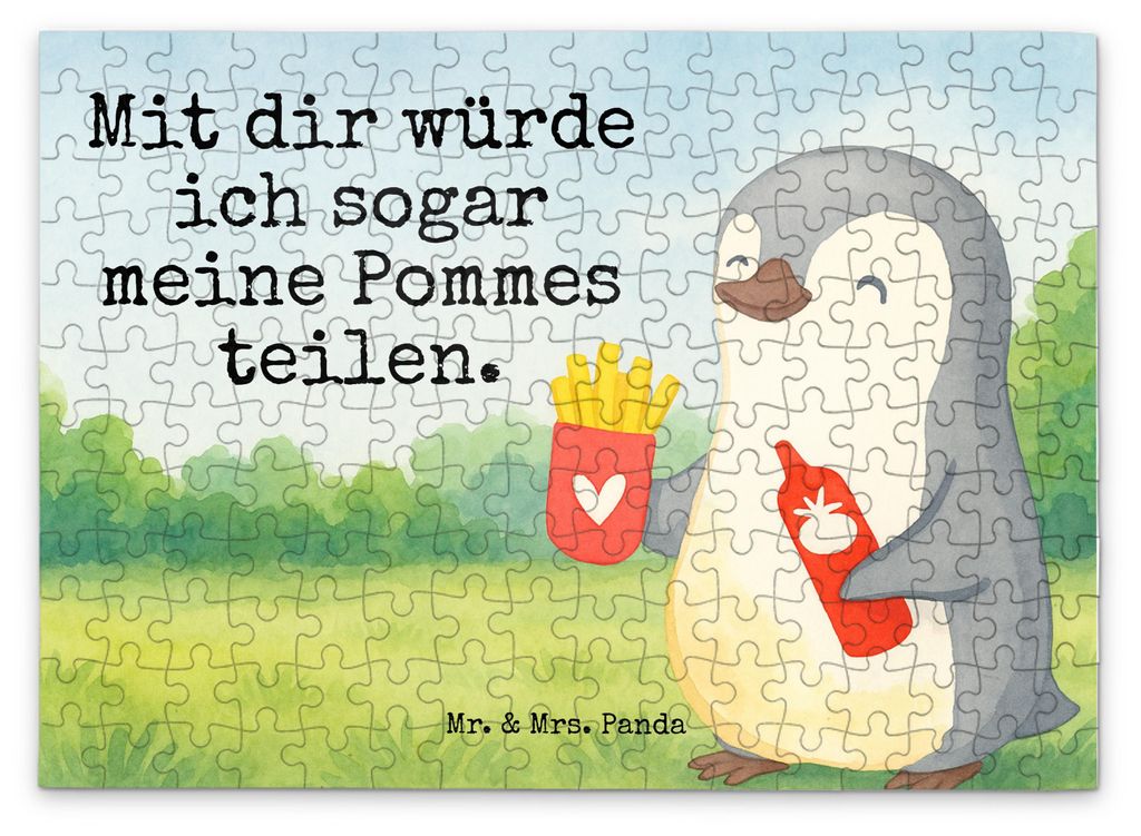 Mr. & Mrs. Panda Puzzle Pinguin Pommes Design 192 Teile - Weiß - Geschenk, für Frauen, 500, 1000, Legespiel, Freundin, Partner, Hochzeitstag, 150...