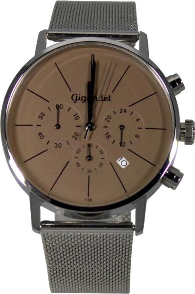Gigandet Chronograph Armbanduhr Herren Damen Silber Braun Datum G32-013