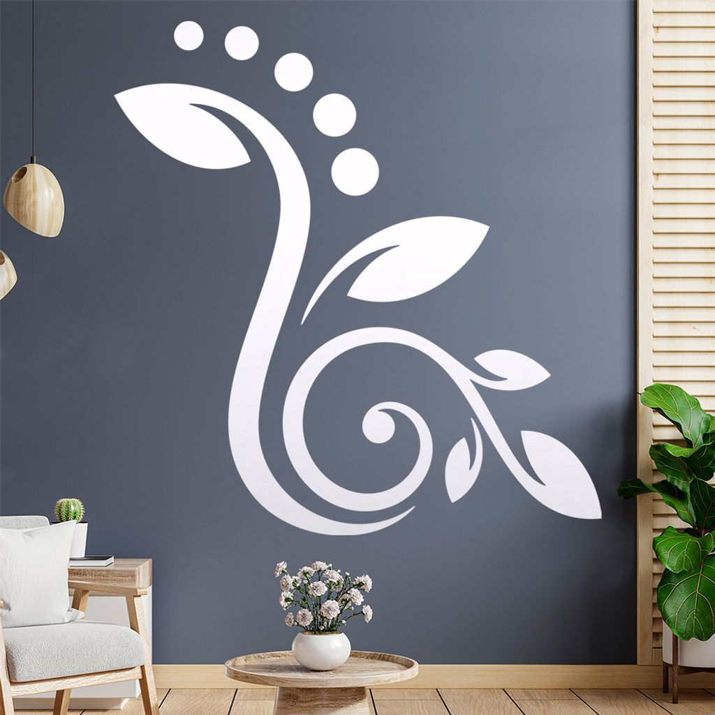 Blüte - Linien Punkte Wandtattoo in 6 Größen - Wandaufkleber Wall Sticker - Dekoration, Küche, Wohnzimmer, Schlafzimmer, Badezimmer