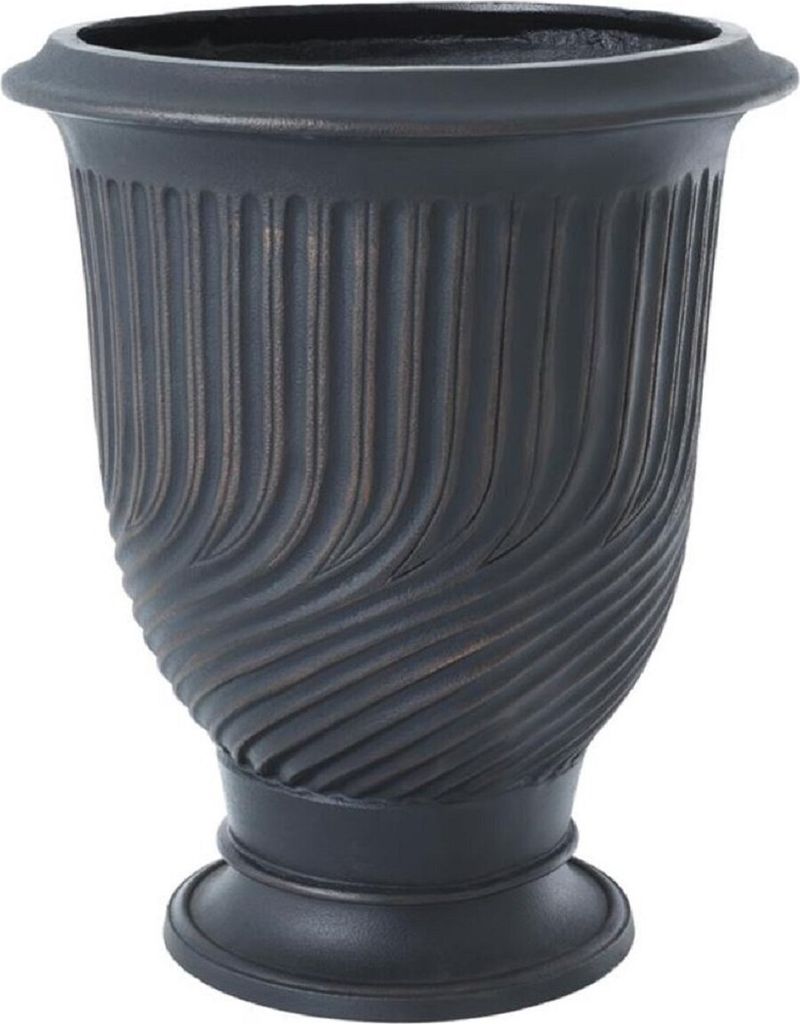 Casa Padrino Luxus Blumentopf Antik Bronze Ø 48 x H. 56 cm - Runder Aluminium Pflanzentopf - Luxus Qualität
