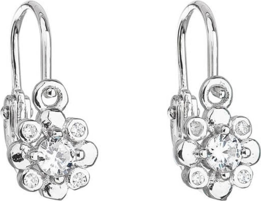 Silver childrenŽs earrings with clear zircons 11174.1