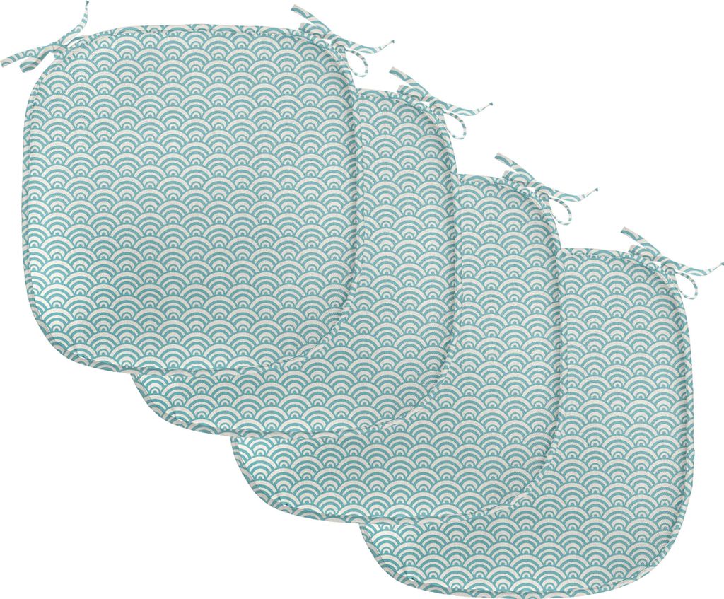 ABAKUHAUS Wasser Polster für Esszimmerstühle, Kurvige Linien Bubbles Sea, Dekoratives wasserfestes Kissen mit Riemen für Küchensitze, 40 cm x 4...