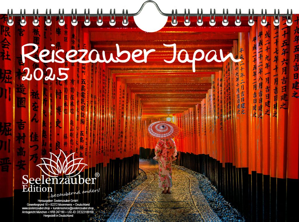 Reisezauber Japan DIN A5 Wandkalender für 2025 Tokio Urlaub Strand Meer Reise Asien - Seelenzauber