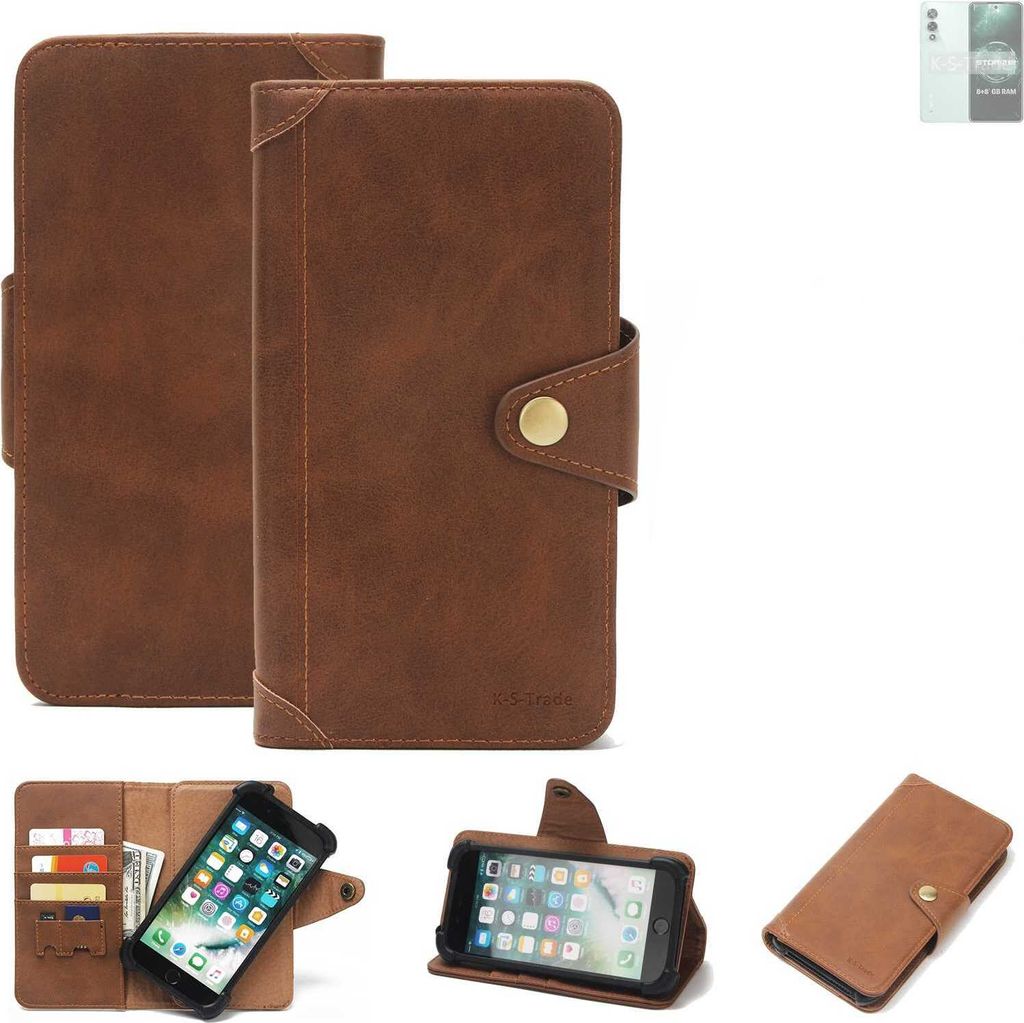 K-S-Trade Handyhülle kompatibel mit Lava Storm 5G Schutz Hülle Walletcase Bookstyle Tasche Case Handytasche Wallet Flipcase Cover PolyurethanBrau...