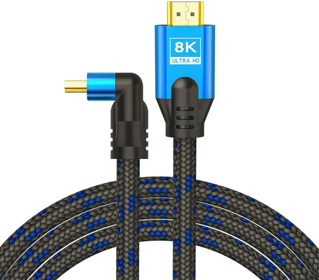 Câble HDMI coudé 8K de 5 mètres noir pour connexion TV et console de jeux
