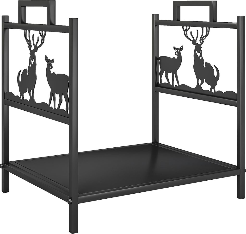 Kaminholzregal für innen 42,5 x 33,5 x 43 cm Brennholzregal für Kamin Ofen aus Metall Schwarz