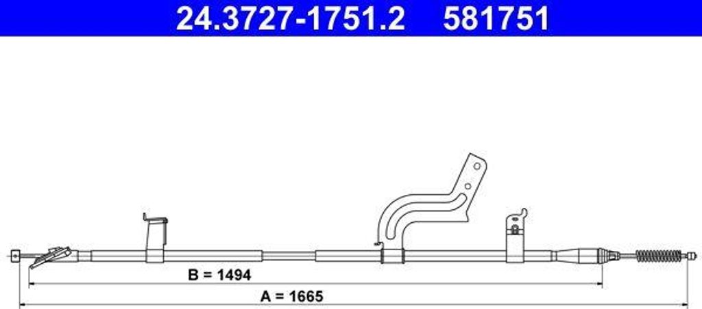 ATE 24.3727-1751.2 Seilzug, Handbremse OE 365301HE0A kompatibel mit Micra