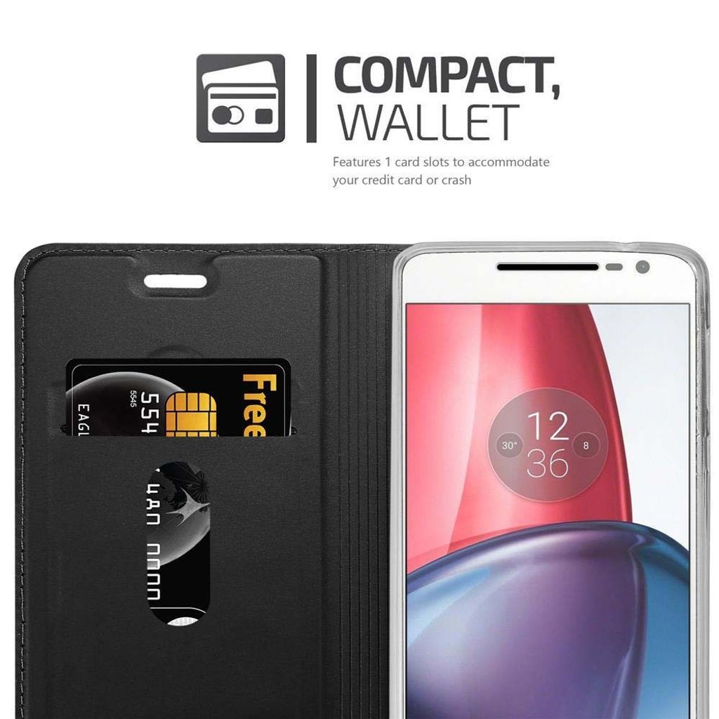 Cadorabo Handyhülle für Motorola MOTO G4 / G4 PLUS Schutz Hülle in Schwarz Cover Etui Book Case Booklet