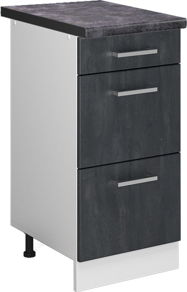 Küchenunterschrank Vicco R-Line Schwarz Beton 40 cm AP Anthrazit, Model 47577