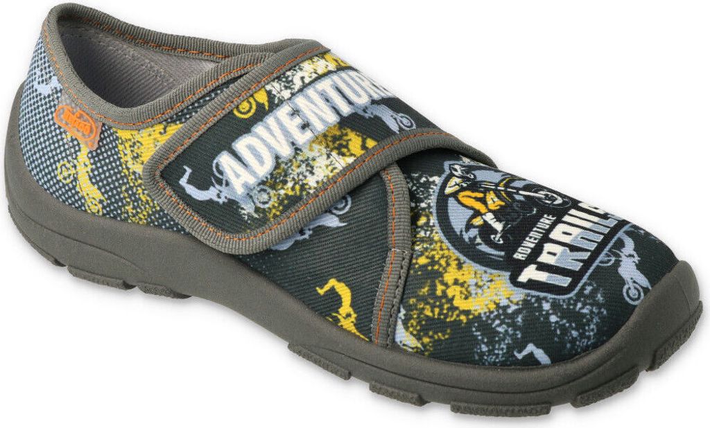 Jungen Hauschuhe Befado 974Y436 Grau, Klettverschuss