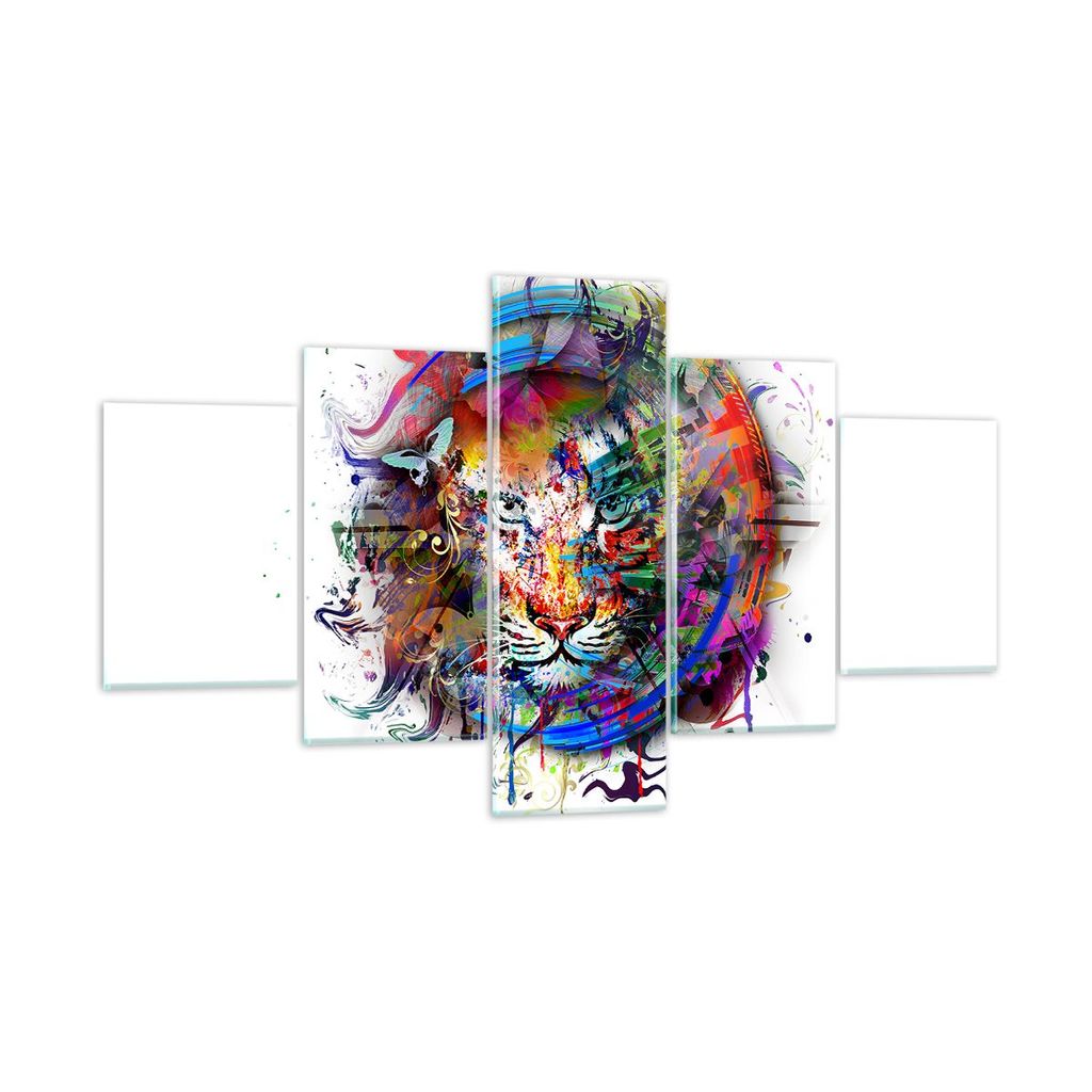 Bilder auf glas - Abstraktion Tiger Skizze Dschungel - 125x70cm - Glasbilder - Wandbilder - Kunstdruck - Wanddekoration aus Glas - Glas Bilder - Wa...