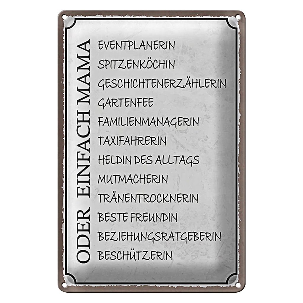 Blechschild Spruch 40x30cm Mama Familienmanagerin Freundin