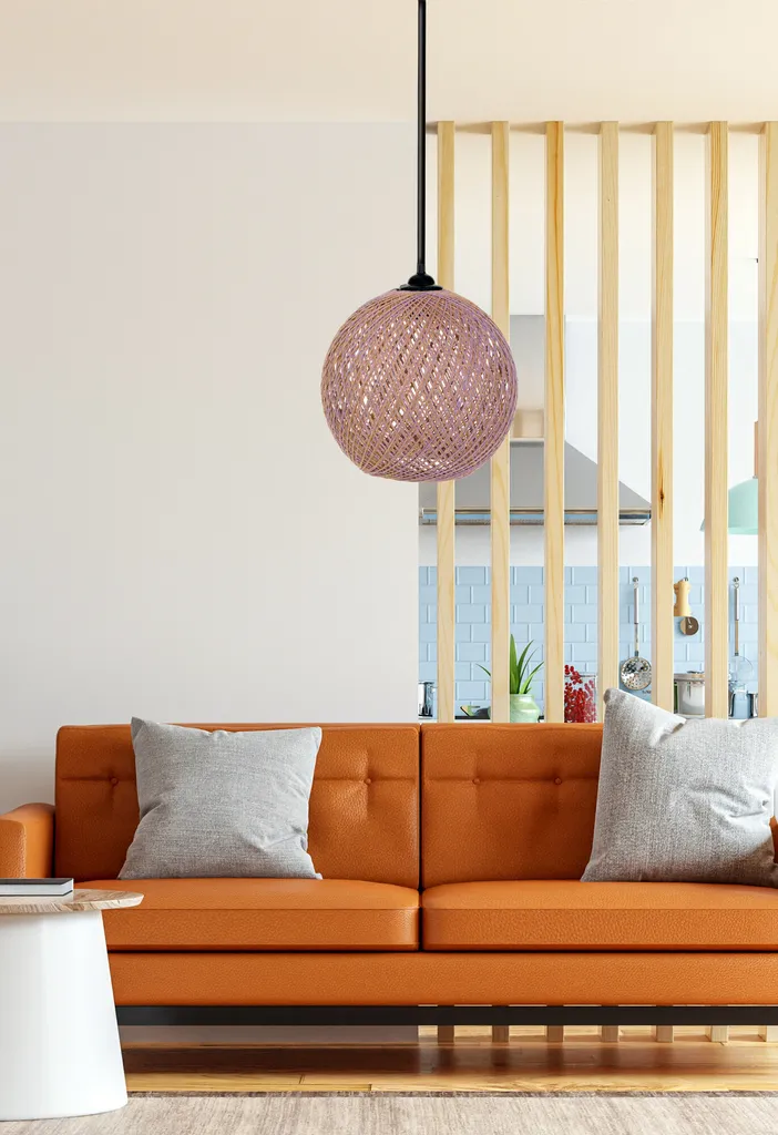 Opviq 190-190FLH Lampadario Viola in Juta Fatto a Mano | Illuminazione Boho - 1