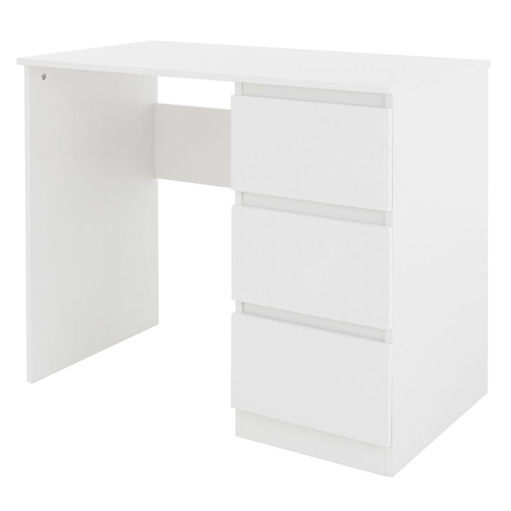 ML-Design Schreibtisch mit 3 Schubladen, 90x76x50 cm, Weiß Produktbild 