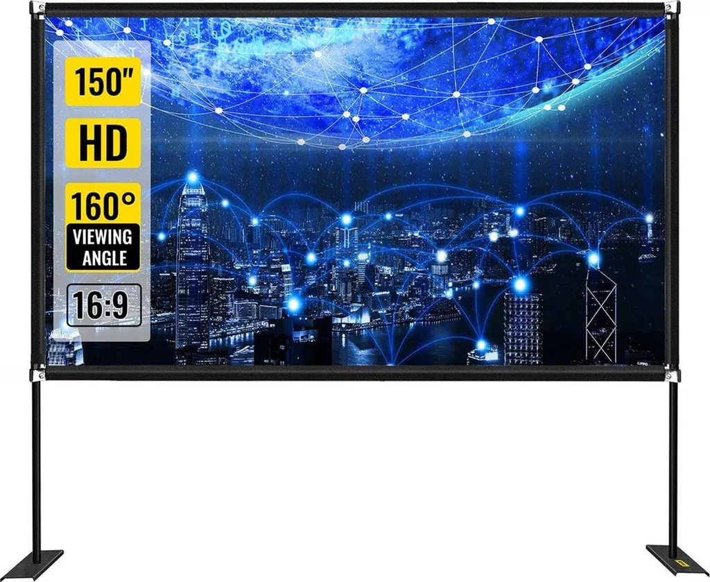 Écran de projection 4K avec angle 160° - Support stable 150 pouces