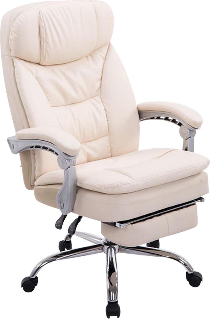 CLP Bürostuhl XL Troy mit Fußstütze ausziehbar,creme