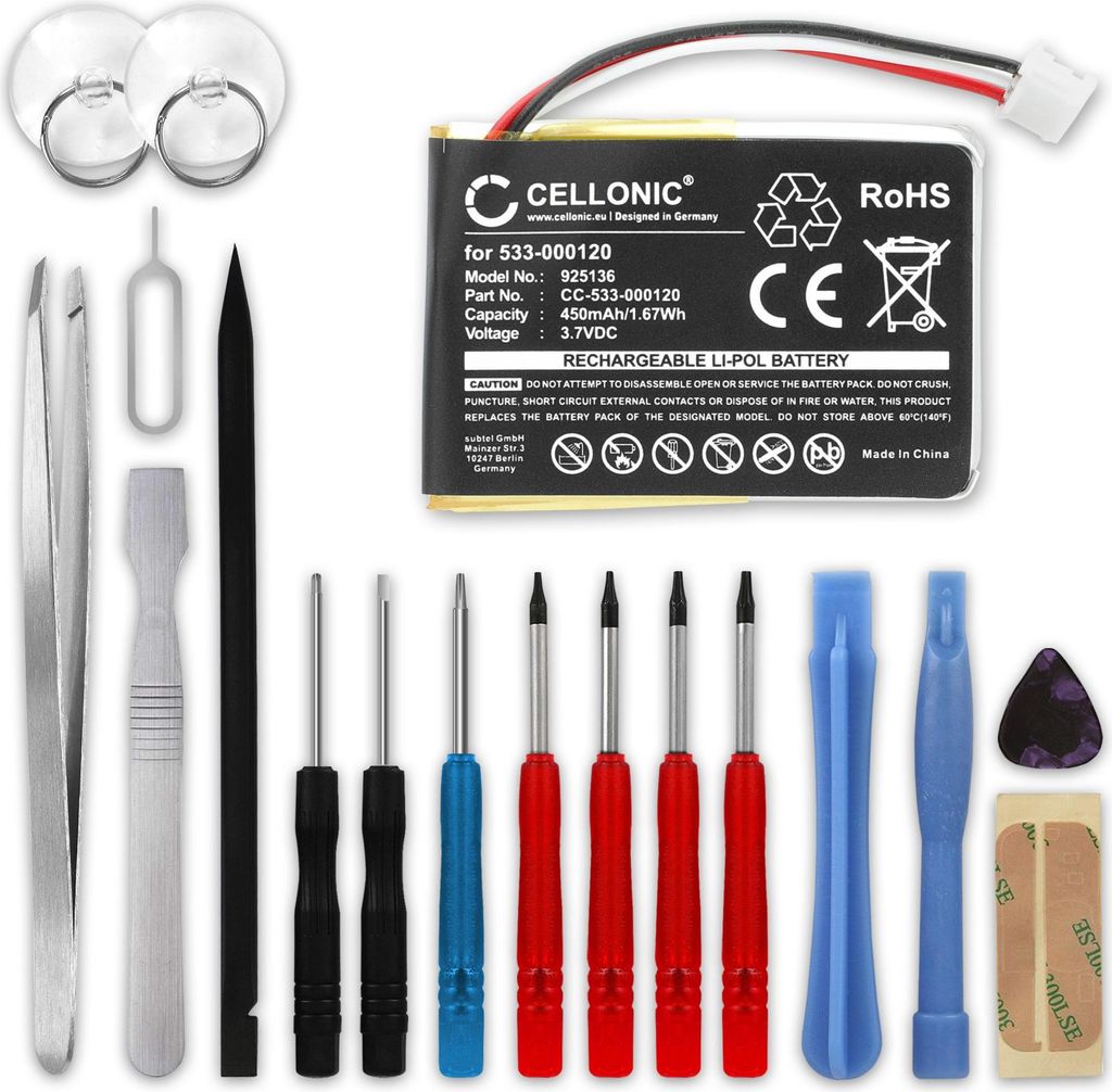 subtel 1x Akku für Computer Kompatibel mit Logitech MX Master, MX Master 3, MX Master 2S, 1412 - (450mAh, 3.7V) + Werkzeug-Set