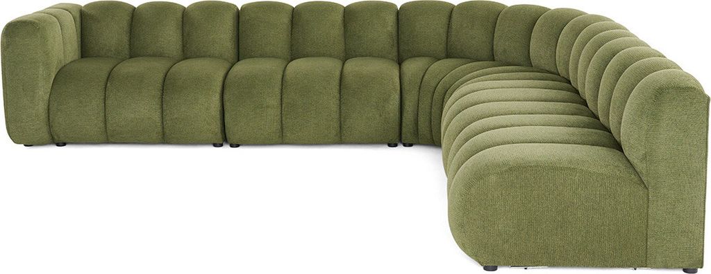Lisa Design Debbie - modulares Ecksofa rechts 5-Sitzer aus strukturiertem Stoff , Grün