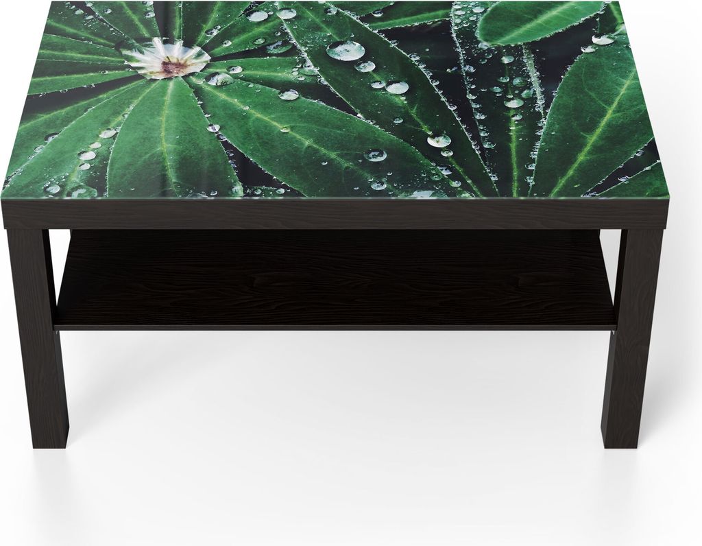 DEQORI Couchtisch 90x55 cm Schwarz 'Wasserperlenverzierung' Glas Beistelltisch