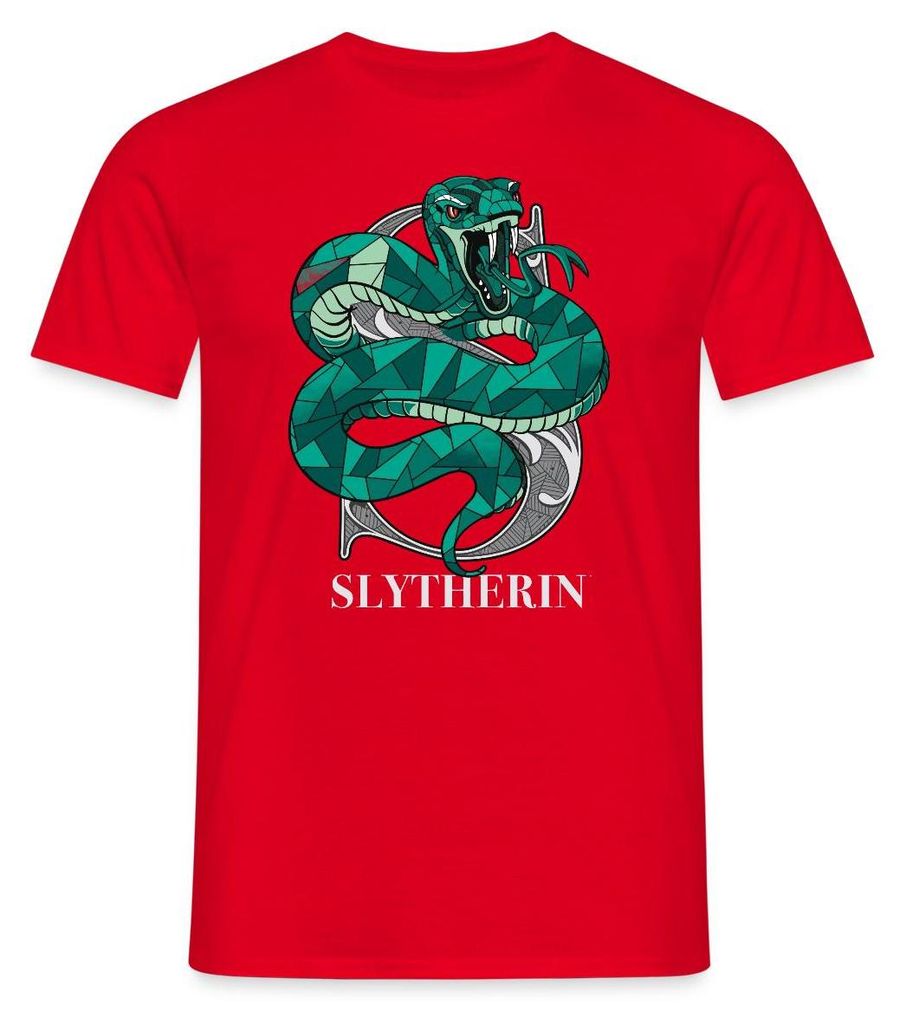Spreadshirt Harry Potter Slytherin Wappen Monochrom Männer T-Shirt, XL, Rot
