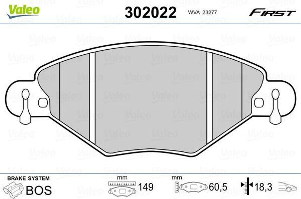 VALEO 302022 Bremsbelagsatz, Scheibenbremse OE 425215 kompatibel mit C5