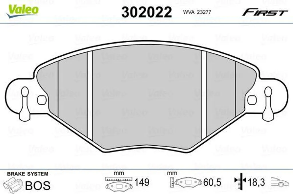 Plaquettes de frein à disque pour Citroën C5 - Kit VALEO complet 302022