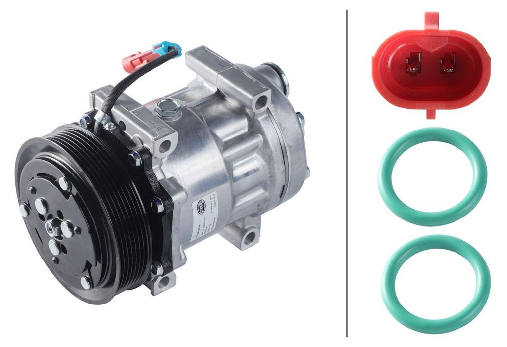 Klimakompressor 24 V Ø 130 mm HELLA Thermo-Expertise passend für u.a. DAF CF