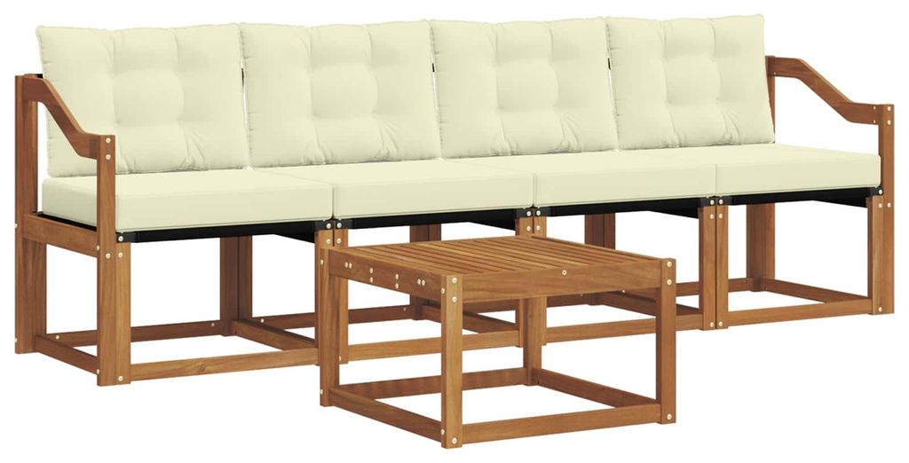 vidaXL Outdoor-Sofagarnitur mit Kissen 5 pcs Natur und Creme
