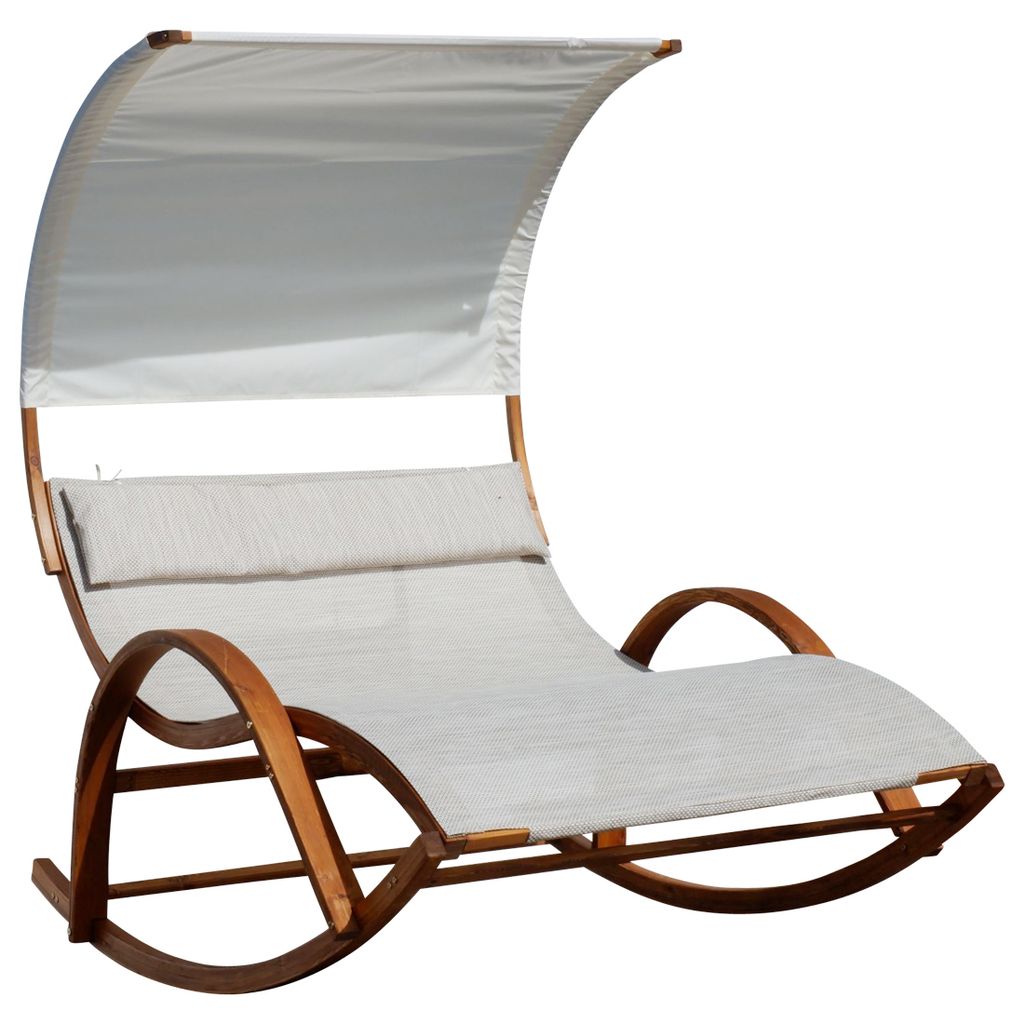 ALEOS. XXL Sonnenliege Doppelliege Schaukelliege Doppel Schaukelstuhl FLORA aus Holz Lärche extrabreit für 2 Personen beige