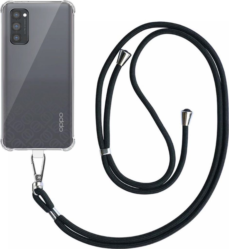 Handyhülle geeignet für Oppo Reno 4 Pro 5G Transparent Stoßfest mit abnehmbarem Universal Telefonkabel - Backcover Case Silikon ShockProof mit L...