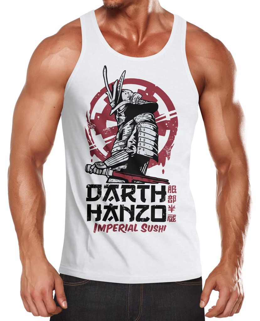 Herren Tank-Top Hattori Hanzo Parodie Darth Vader Movie Film Muskelshirt Muscle Shirt Neverless weiß 3XL