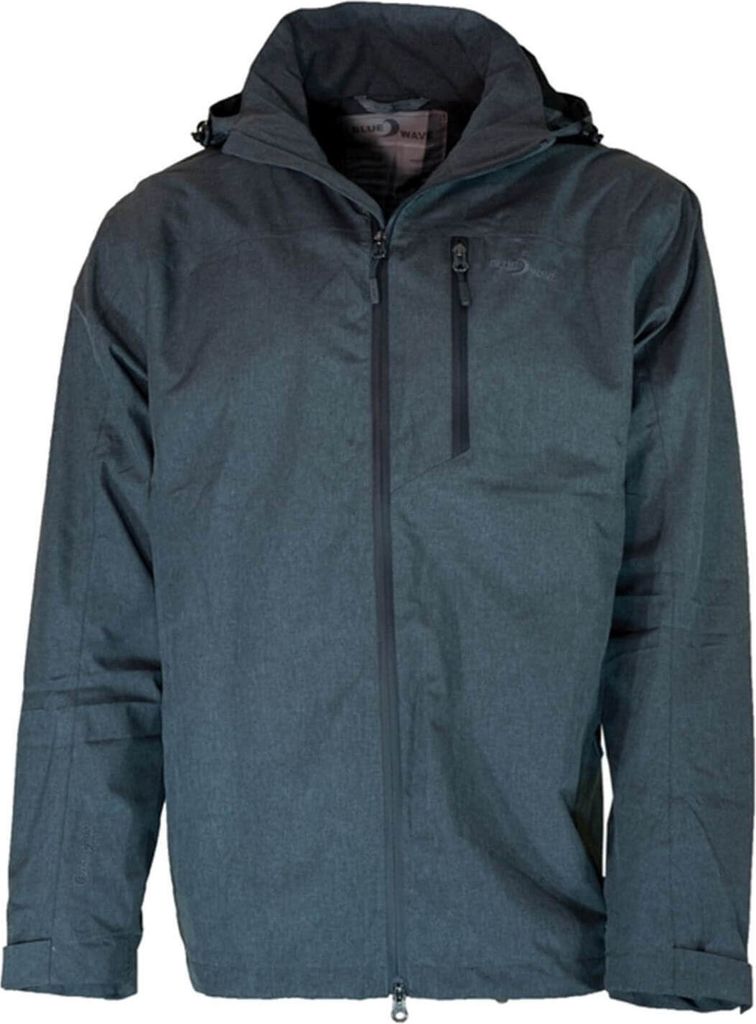 Blue Wave Herren Funktionsjacke Henk - Wasserdichte Outdoor-Jacke mit Mesh-Futter und abnehmbarer Kapuze in Anthrazit Größe S