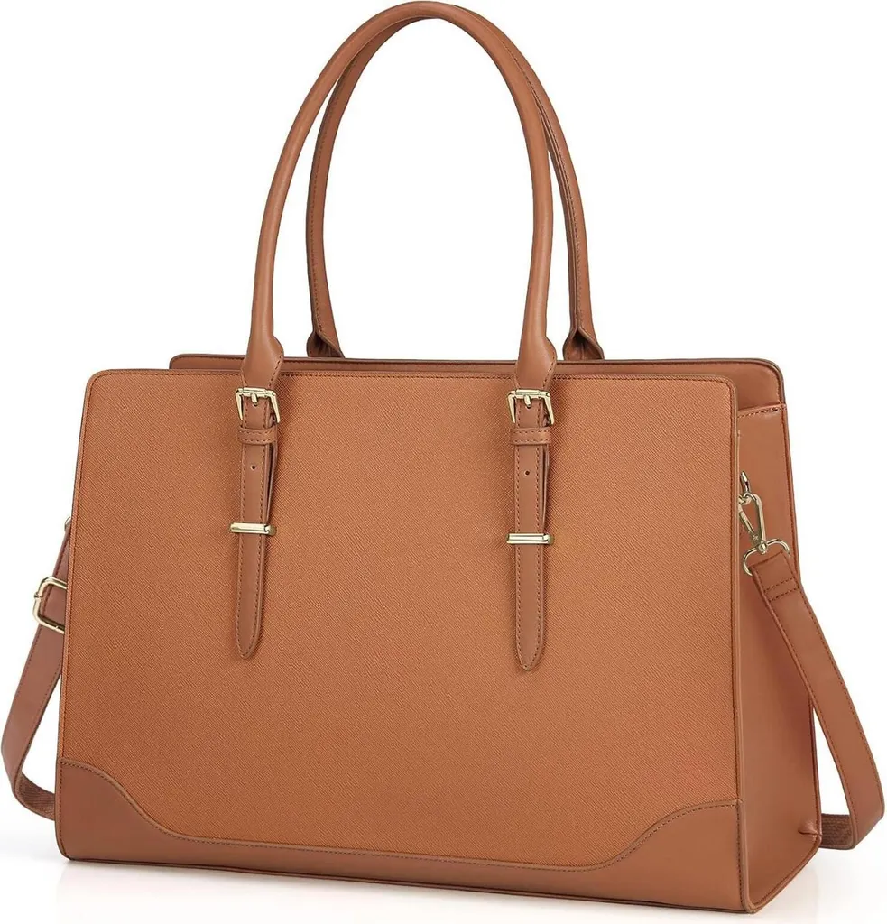 IGOLUMON borsa da donna marrone 15,6 pollici borsa per computer portatile in Finto cuoio