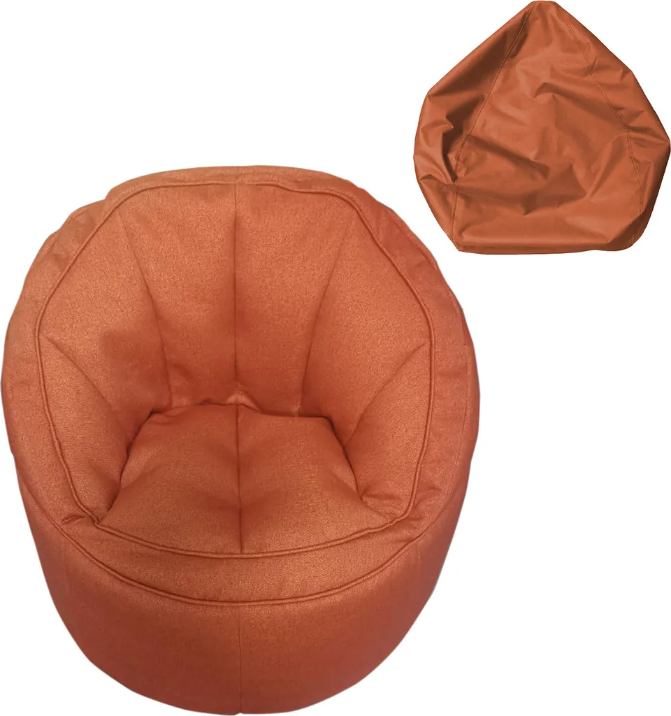 Pouf Poire Vide Orange 70x75 cm Rebecca Mobili en Tissu avec Fermeture